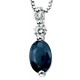 Necklace sapphire and diamond white Gold 375/1000