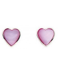 Earring heart dark pink in 925/1000 silver