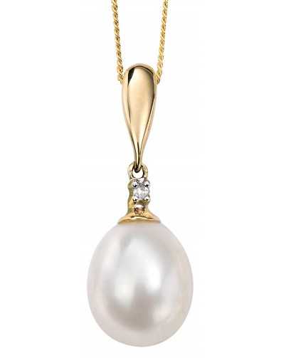 Necklace pearl and diamond Gold 375/1000