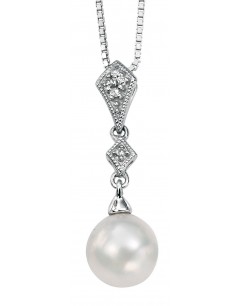 Necklace pearl and diamond white Gold 375/1000