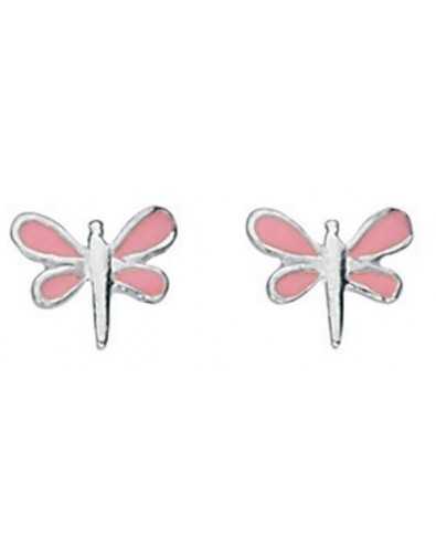 Earring Dragonfly pink in 925/1000 silver