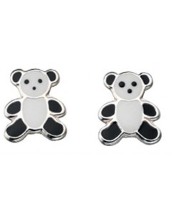 Earring teddy bear panda in 925/1000 silver