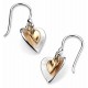 Earring double hearts gold plated in 925/1000 silver