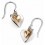 Earring double hearts gold plated in 925/1000 silver