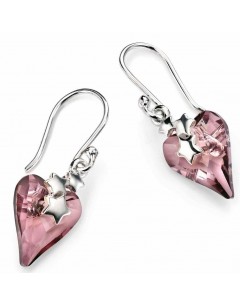 Earring hearts swarovski and star in 925/1000 silver