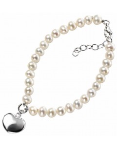 Heart Bracelet and freshwater pearl in 925/1000 silver