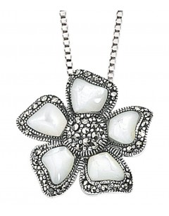 Flower necklace marcassite in 925/1000 silver