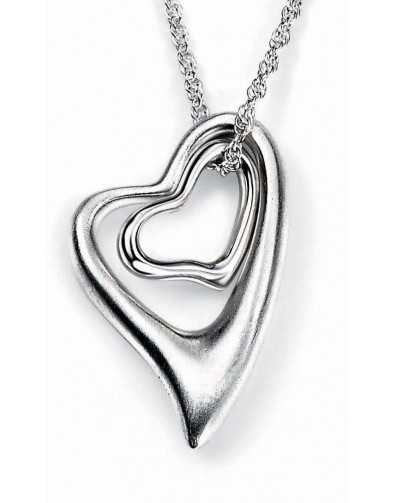 Necklace with double hearts in 925/1000 silver