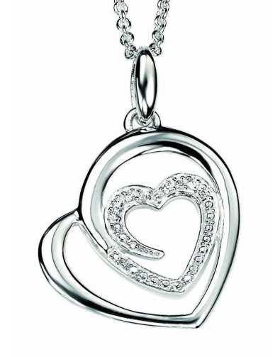 Necklace with double hearts in 925/1000 silver