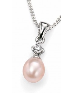 Necklace with pearl and zirconia in 925/1000 silver