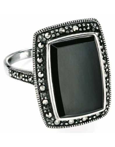 My-jewelry - D3263 - Ring onyx and marcassite in 925/1000 silver