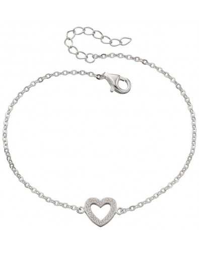 My-jewelry - D4684 - Bracelet stretch heart and zirconia in 925/1000 silver